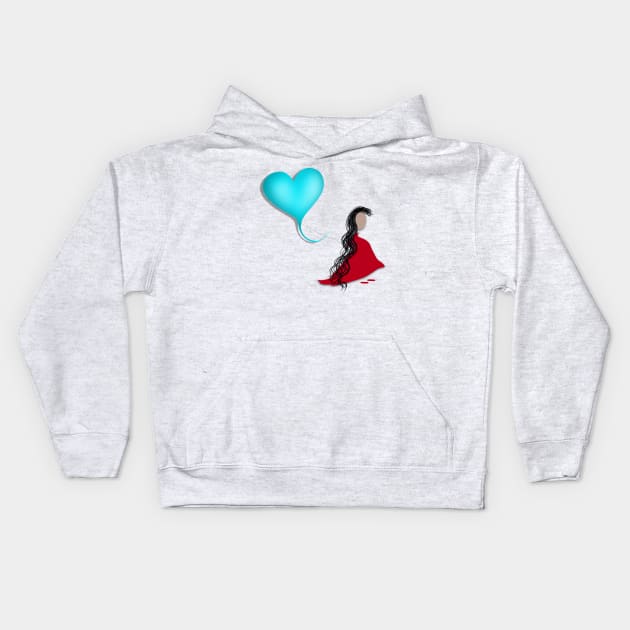 Abstract Lady with Balloon Kids Hoodie by FlippinTurtles